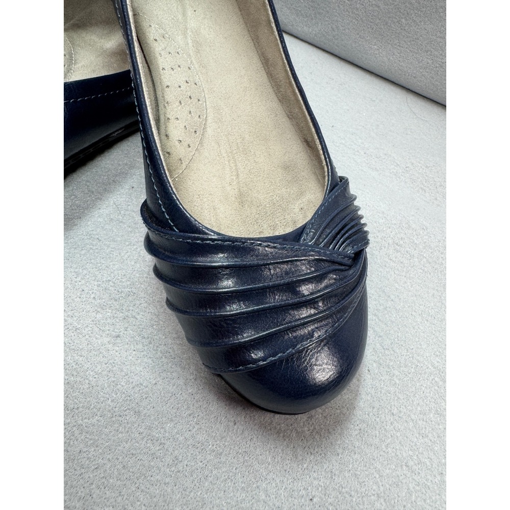Cliffs by White Mountain Womens Hilt Navy Blue Pleated Comfort Ballet Flats 10W - Picture 2 of 10